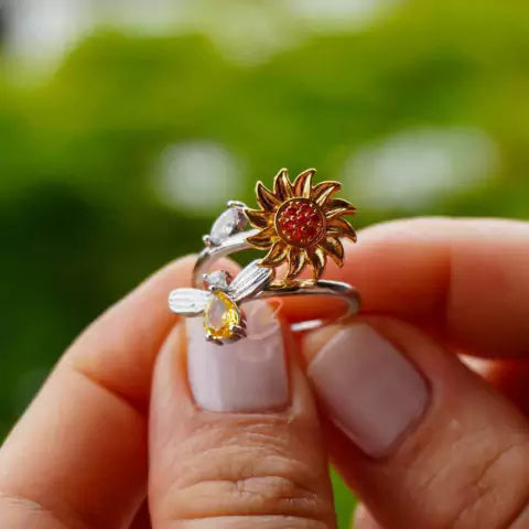 Anillo de girasol giratorio antiestres